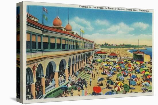 Crowds on the Beach in front of the Casino, Santa Cruz - Santa Cruz, CA-Lantern Press-Stretched Canvas