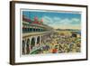 Crowds on the Beach in front of the Casino, Santa Cruz - Santa Cruz, CA-Lantern Press-Framed Art Print