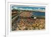 Crowds on the Beach, Santa Cruz - Santa Cruz, CA-Lantern Press-Framed Art Print