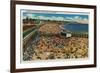 Crowds on the Beach, Santa Cruz - Santa Cruz, CA-Lantern Press-Framed Art Print