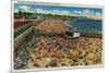 Crowds on the Beach, Santa Cruz - Santa Cruz, CA-Lantern Press-Mounted Art Print