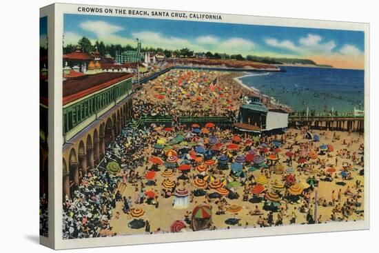 Crowds on the Beach, Santa Cruz - Santa Cruz, CA-Lantern Press-Stretched Canvas