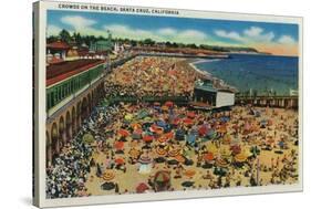 Crowds on the Beach, Santa Cruz - Santa Cruz, CA-Lantern Press-Stretched Canvas