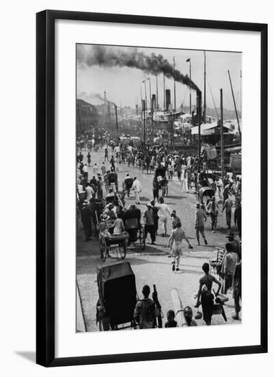 Crowds on the Bund in Shanghai-null-Framed Photographic Print