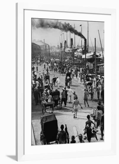 Crowds on the Bund in Shanghai-null-Framed Photographic Print