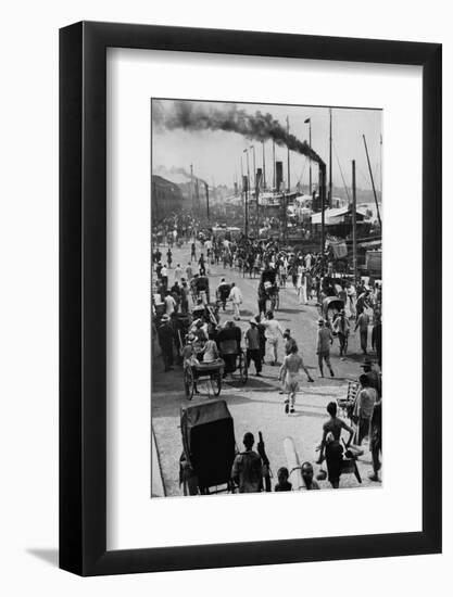 Crowds on the Bund in Shanghai-null-Framed Photographic Print