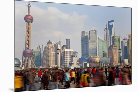 Crowds on the Bund, Shanghai, China-Peter Adams-Mounted Premium Photographic Print