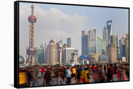 Crowds on the Bund, Shanghai, China-Peter Adams-Framed Stretched Canvas