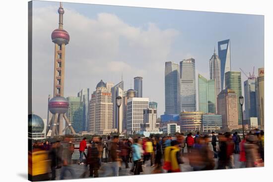 Crowds on the Bund, Shanghai, China-Peter Adams-Stretched Canvas