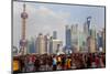 Crowds on the Bund, Shanghai, China-Peter Adams-Mounted Photographic Print