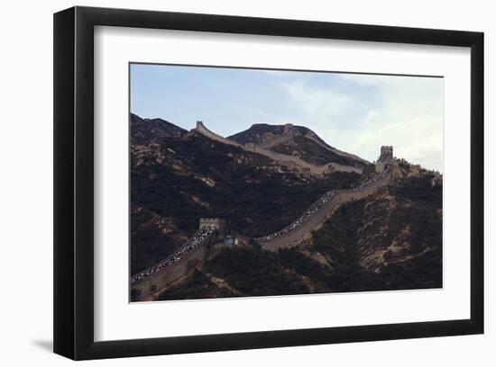 Crowds on the Great Wall of China-null-Framed Art Print