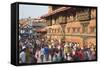 Crowds Outside Patan Museum-Ian Trower-Framed Stretched Canvas