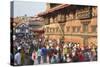 Crowds Outside Patan Museum-Ian Trower-Stretched Canvas