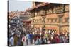 Crowds Outside Patan Museum-Ian Trower-Stretched Canvas