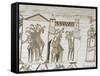 Crowds Point to Halley's Comet, February 1066, Bayeux Tapestry, Normandy, France-Walter Rawlings-Framed Stretched Canvas