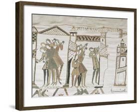 Crowds Point to Halley's Comet, February 1066, Bayeux Tapestry, Normandy, France-Walter Rawlings-Framed Photographic Print