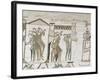 Crowds Point to Halley's Comet, February 1066, Bayeux Tapestry, Normandy, France-Walter Rawlings-Framed Photographic Print