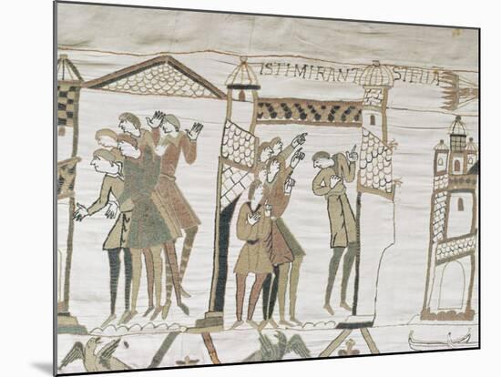 Crowds Point to Halley's Comet, February 1066, Bayeux Tapestry, Normandy, France-Walter Rawlings-Mounted Photographic Print