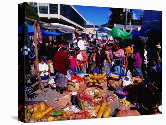 Crowds Shopping on Market Day, Totonicapan, Guatemala-Richard I'Anson-Stretched Canvas