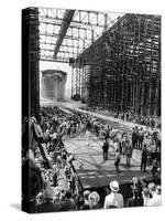 Crowds Watching Launching of New Ocean Liner, America, as in Slides into the Water-Alfred Eisenstaedt-Stretched Canvas