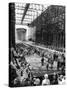 Crowds Watching Launching of New Ocean Liner, America, as in Slides into the Water-Alfred Eisenstaedt-Stretched Canvas