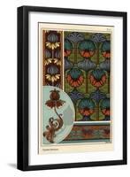 Crown imperial flower, Fritillaria imperialis, in wallpaper and fabric patterns.-null-Framed Giclee Print