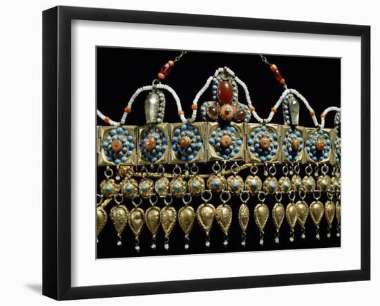 Crown of Silver-Gilt, Coral, Turquoise and Glass Paste from Samarkand, Uzbekistan-null-Framed Giclee Print