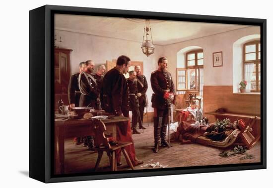 Crown Prince Frederick by the Corpse of General Douay at the Battle of Wissembourg, 1870-Anton Alexander von Werner-Framed Stretched Canvas
