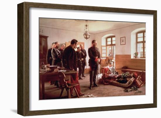 Crown Prince Frederick by the Corpse of General Douay at the Battle of Wissembourg, 1870-Anton Alexander von Werner-Framed Giclee Print