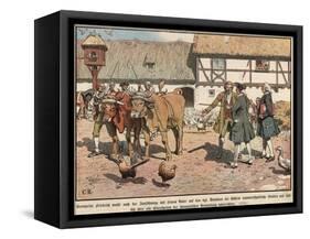 Crown Prince Frederick of Prussia Studying Agriculture-Carl Rochling-Framed Stretched Canvas