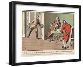 Crown Prince Frederick of Prussia Surprised by His Father, the King, While at Flute Practice-Carl Rochling-Framed Giclee Print