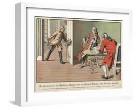 Crown Prince Frederick of Prussia Surprised by His Father, the King, While at Flute Practice-Carl Rochling-Framed Giclee Print
