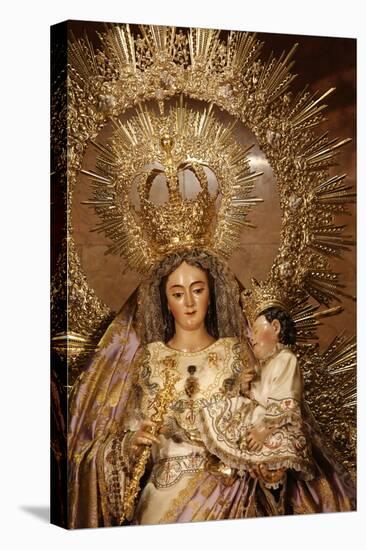 Crowned Virgin and Child statue in Nuestra Senora de la Esperanza church, La Macarena-Godong-Stretched Canvas