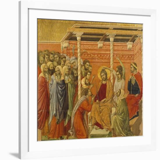 Crowning with Thorns, Detail of Tile from Episodes from Christ's Passion and Resurrection-Duccio Di buoninsegna-Framed Giclee Print