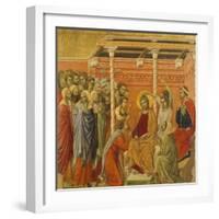 Crowning with Thorns, Detail of Tile from Episodes from Christ's Passion and Resurrection-Duccio Di buoninsegna-Framed Giclee Print