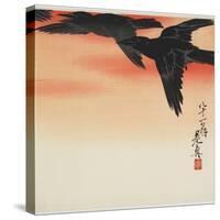 Crows Flying at Sunset, C. 1888-Shibata Zeshin-Stretched Canvas