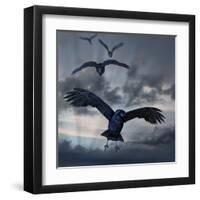 Crows Flying-AlienCat-Framed Art Print