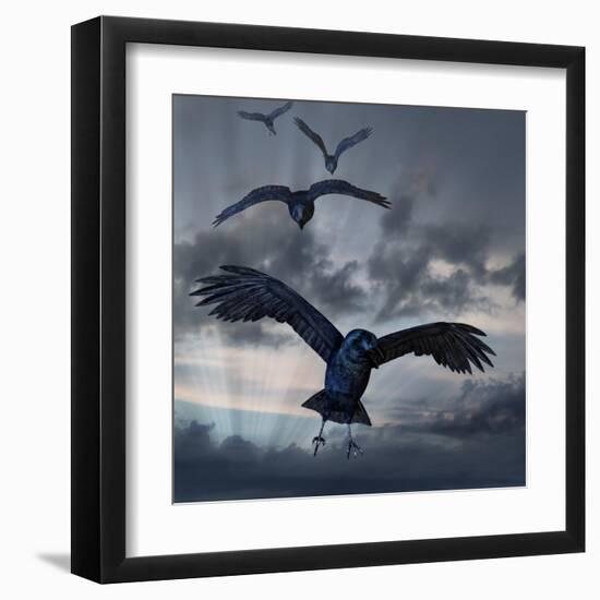 Crows Flying-AlienCat-Framed Art Print