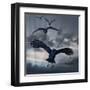 Crows Flying-AlienCat-Framed Art Print