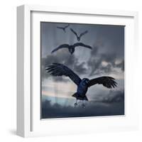 Crows Flying-AlienCat-Framed Art Print