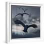 Crows Flying-AlienCat-Framed Art Print