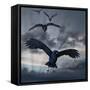 Crows Flying-AlienCat-Framed Stretched Canvas