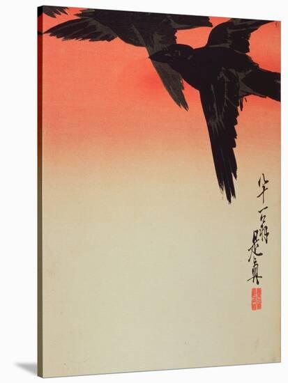 Crows in Flight at Sunrise, 1888-Shibata Zeshin-Stretched Canvas