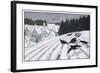 Crows Search for Food in the Snow in Fields on the Outskirts of a German Village-Walther Georgi-Framed Art Print