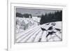 Crows Search for Food in the Snow in Fields on the Outskirts of a German Village-Walther Georgi-Framed Art Print