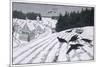 Crows Search for Food in the Snow in Fields on the Outskirts of a German Village-Walther Georgi-Mounted Art Print