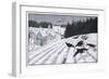 Crows Search for Food in the Snow in Fields on the Outskirts of a German Village-Walther Georgi-Framed Art Print