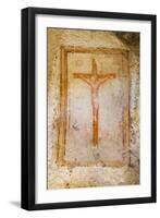 Crucifix Fresco in a Cave Church in the Sassi Area of Matera, Basilicata, Italy, Europe-Martin-Framed Photographic Print