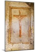 Crucifix Fresco in a Cave Church in the Sassi Area of Matera, Basilicata, Italy, Europe-Martin-Mounted Photographic Print