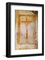 Crucifix Fresco in a Cave Church in the Sassi Area of Matera, Basilicata, Italy, Europe-Martin-Framed Photographic Print